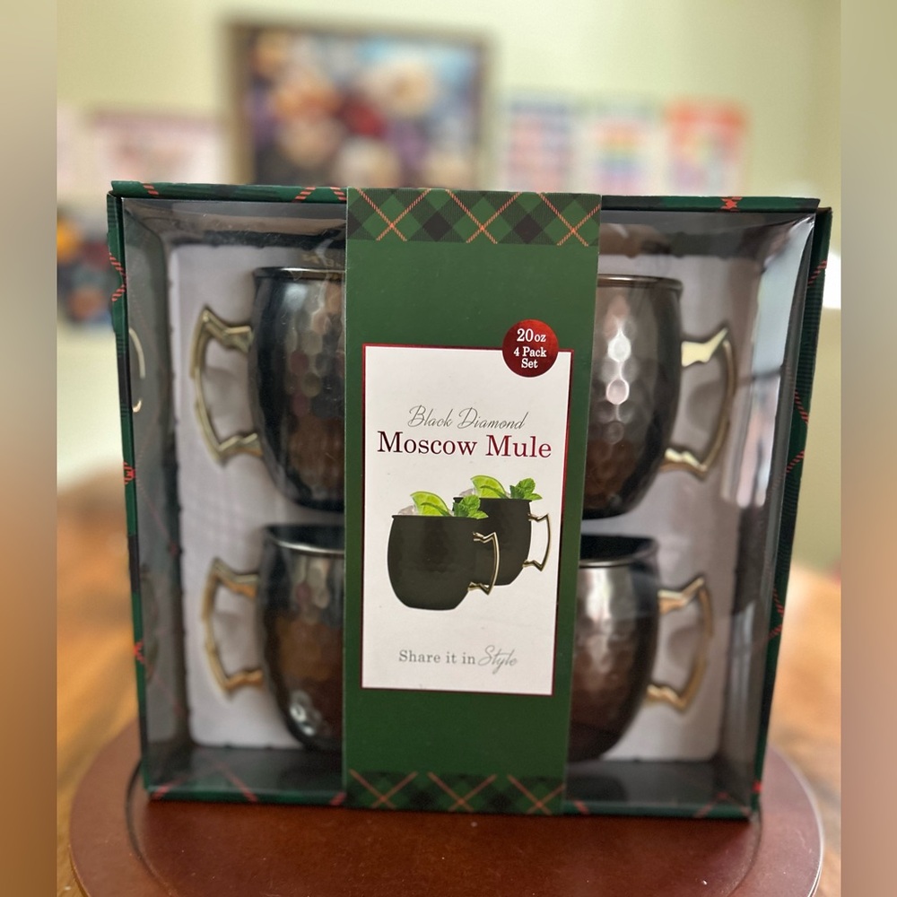 Black Diamond Moscow Mule 4-Piece Gift Set Hammered Mugs - Picture 9 of 14
